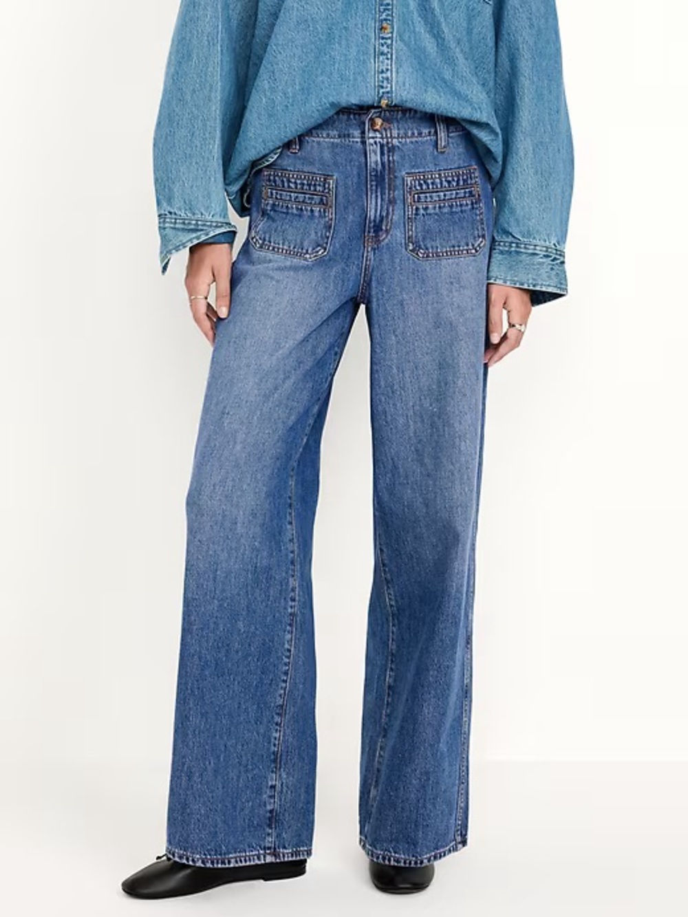 Old Navy Midwash Blue Wide-Leg Jeans